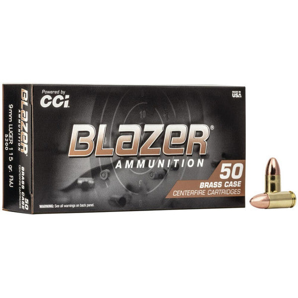 CCI Blazer Brass 9mm Luger Ammo 115 Grain Full Metal Jacket
